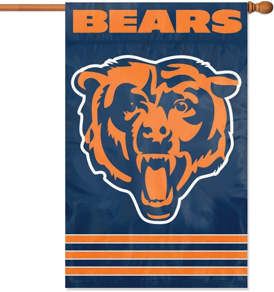 Chicago Bears Banner Flag Premium Double Sided Embroidered Applique 28x44 Inch
