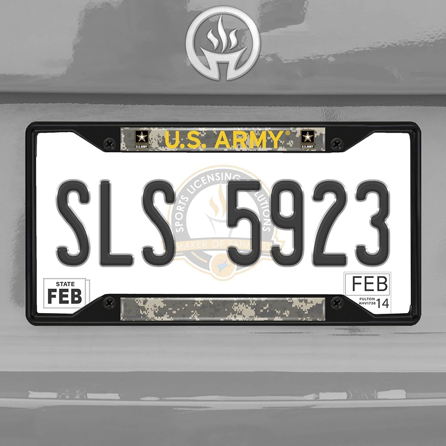 FANMATS 31294 U.S. Army Metal License Plate Frame Black Finish