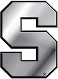Syracuse University Orange Auto Emblem, Plastic Molded, Silver Chrome Color, Raised 3D Effect, Adhesive Backing