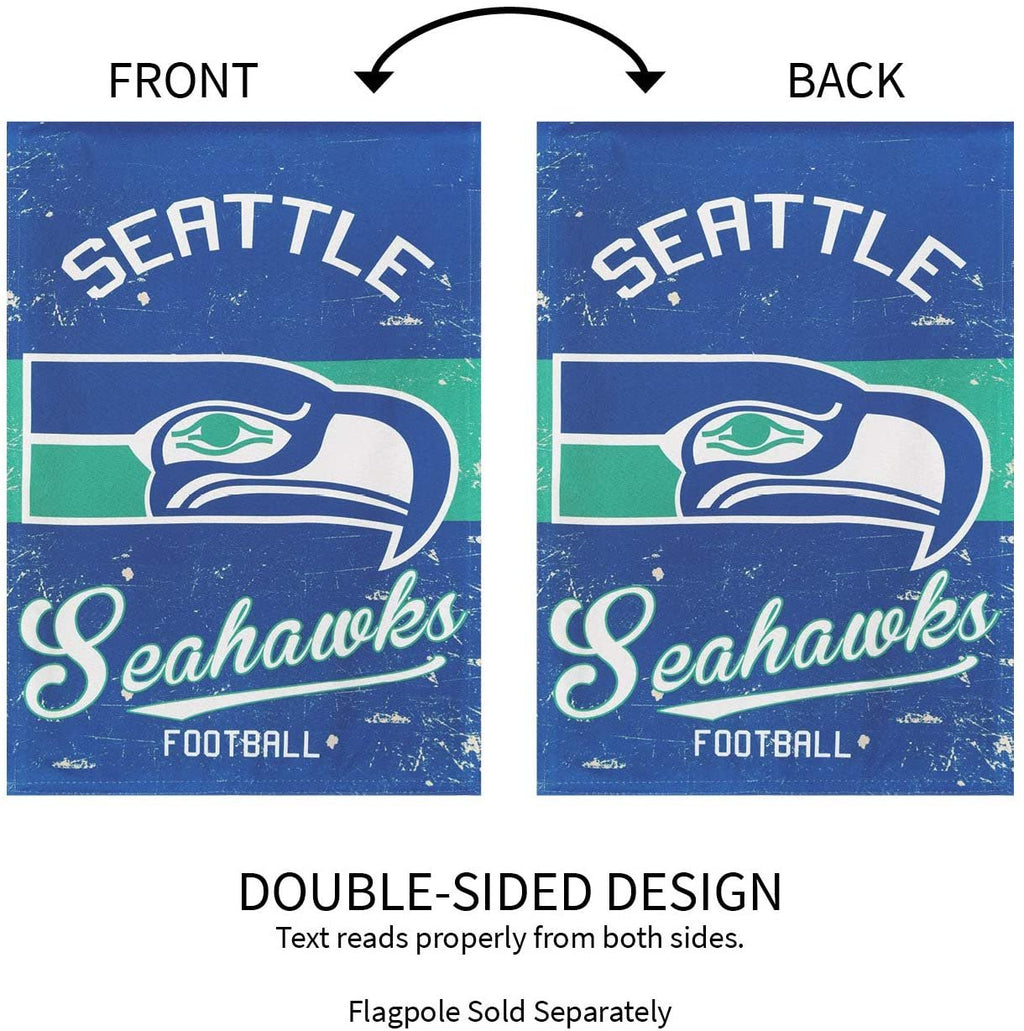Seattle Seahawks House Banner Flag, Premium Double Sided, 28x44 Inch, Vintage Design, Linen, Indoor Outdoor