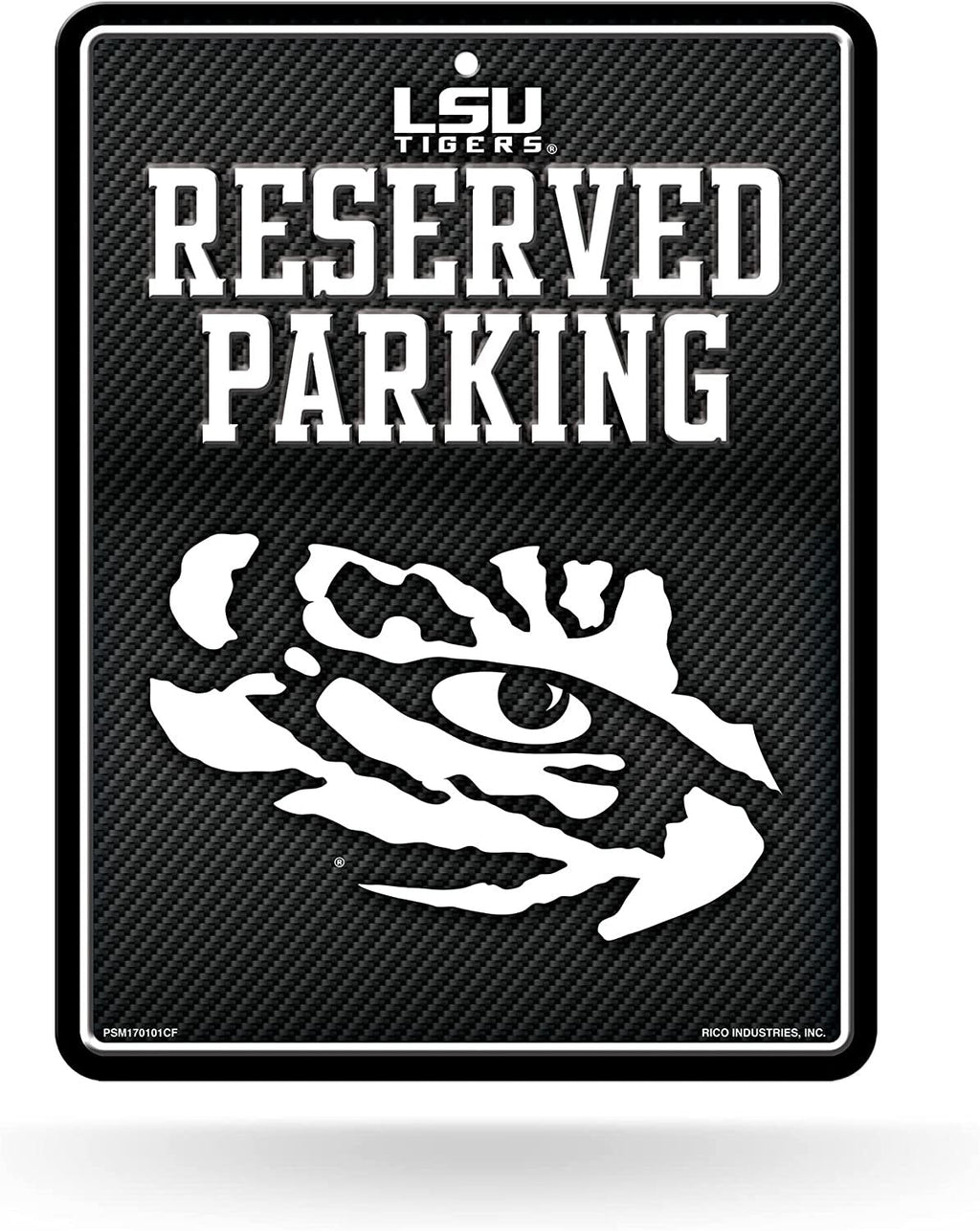 Louisiana State University Tigers LSU Metal Parking Novelty Wall Sign 8.5 x 11 Inch Carbon Fiber Design