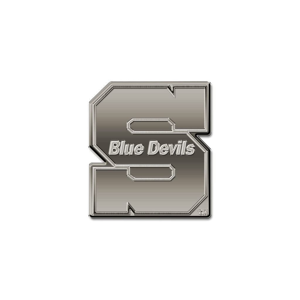 Rico Industries NCAA Wisconsin-Stout Blue Devils Antique Auto Emblem Antique Nickel Auto Emblem for Car/Truck/SUV