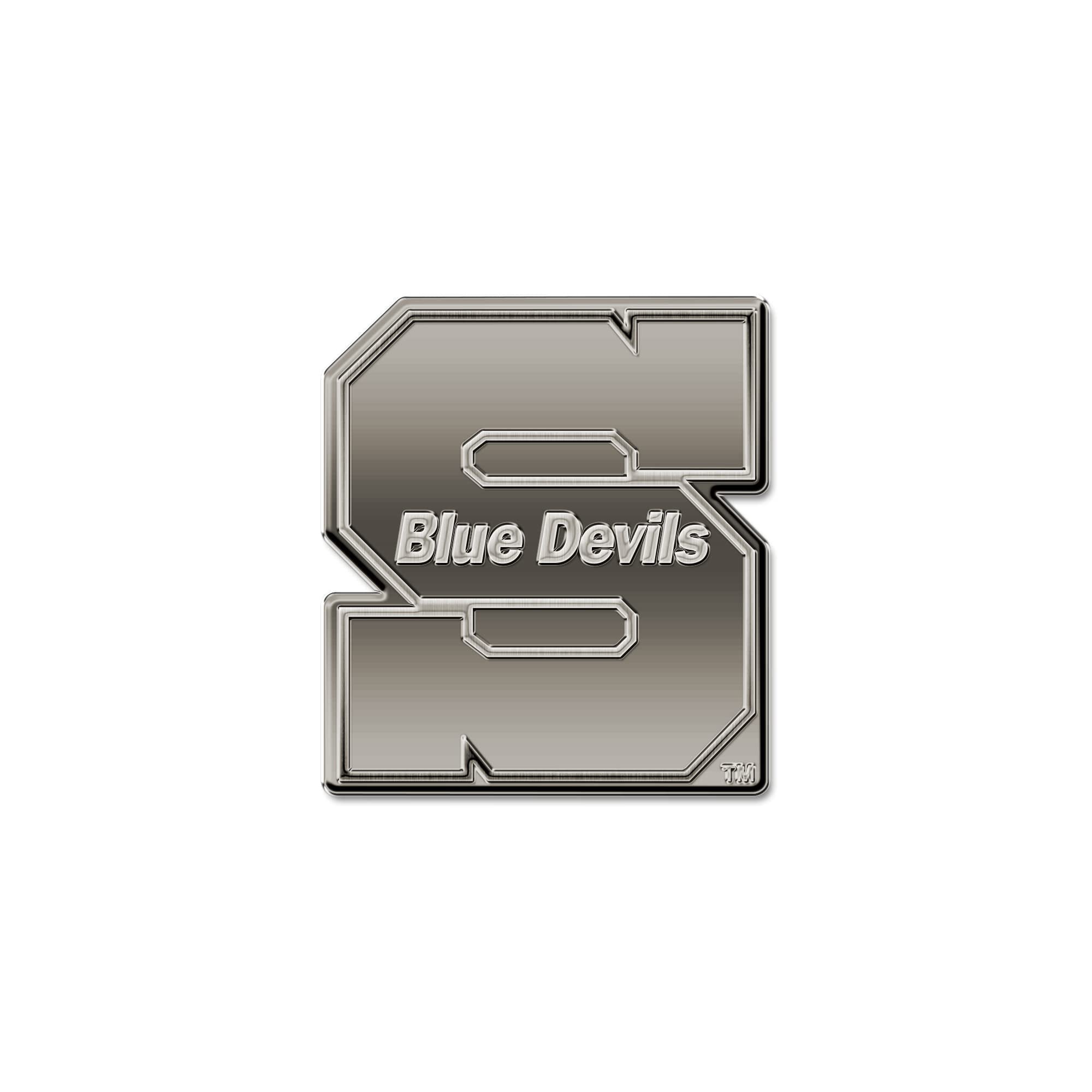 Rico Industries NCAA Wisconsin-Stout Blue Devils Antique Auto Emblem Antique Nickel Auto Emblem for Car/Truck/SUV