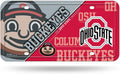 Ohio State University Buckeyes Metal Auto Tag License Plate, Split Design, 6x12 Inch