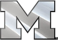 University of Michigan Wolverines Premium Solid Metal Raised Auto Emblem, Shape Cut, Adhesive Backing