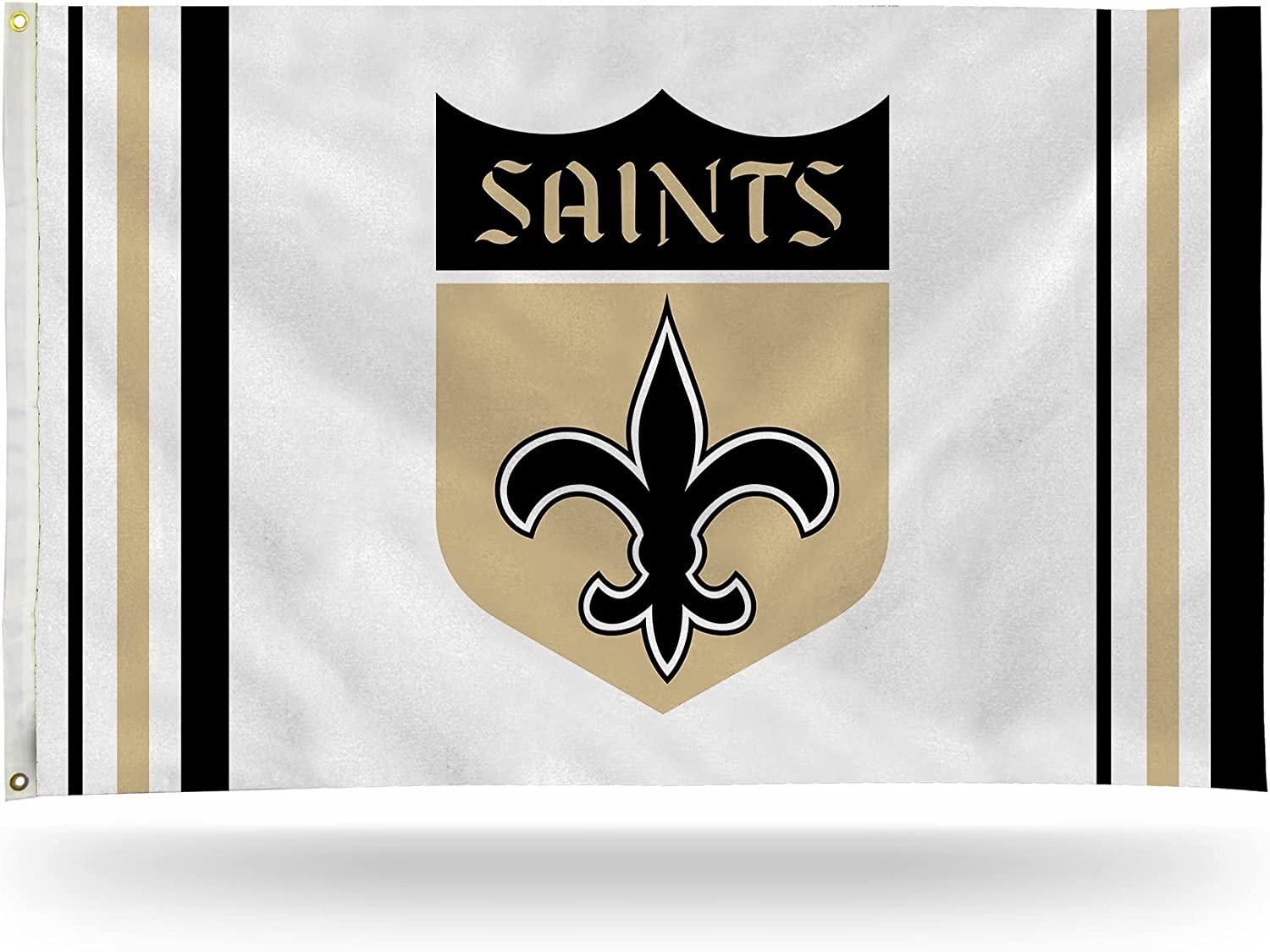 Rico Industries NFL New Orleans Saints 3' x 5' (1967-1984 W Shield Logo) Banner Flag - Single Sided - Indoor or Outdoor - Home Décor
