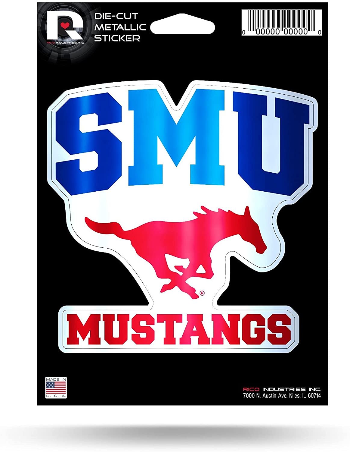 Southern Methodist University Mustangs SMU 5 Inch Sticker Decal Metallic Shimmer Design Flat Vinyl