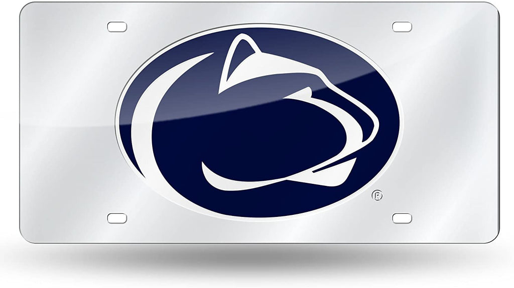 Penn State University Nittany Lions Premium Laser Cut Tag License Plate, Mirrored Acrylic Inlaid, 12x6 Inch