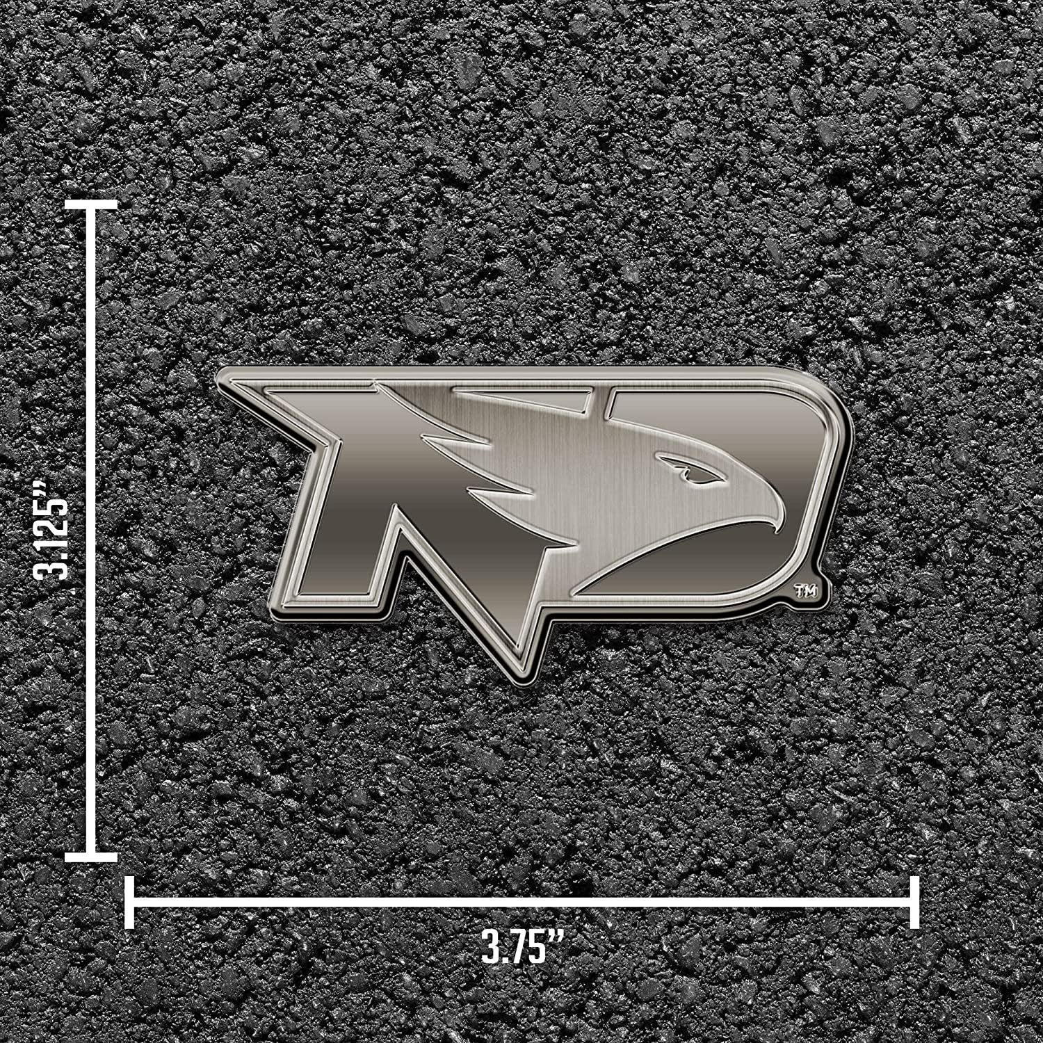 University of North Dakota Fighting Hawks Solid Metal Auto Emblem Antique Nickel for Car/Truck/SUV