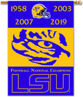 Louisiana State University Tigers LSU Championship Years Premium 2-Sided 28x40 Inch House Banner Flag, with Sleeve for Pole