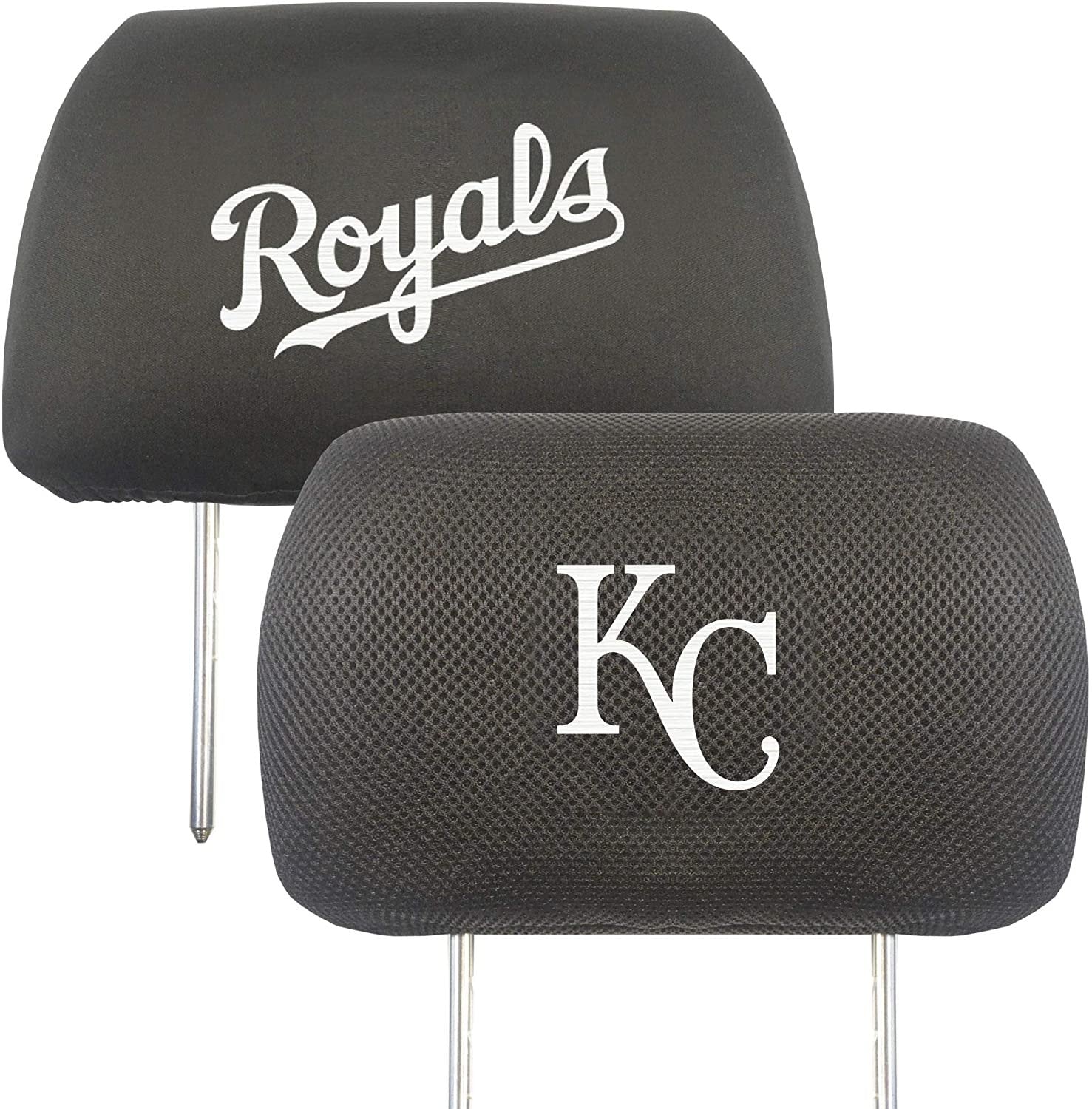 Kansas City Royals Pair Premium Embroidered Auto Head Rest Covers Black Elastic