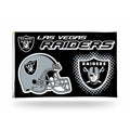 Las Vegas Raiders Premium 3x5 Feet Flag Banner, Helmet Design, Metal Grommets, Outdoor Use, Single Sided