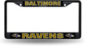 Baltimore Ravens Black Metal License Plate Frame Chrome Tag Cover 6x12 Inch