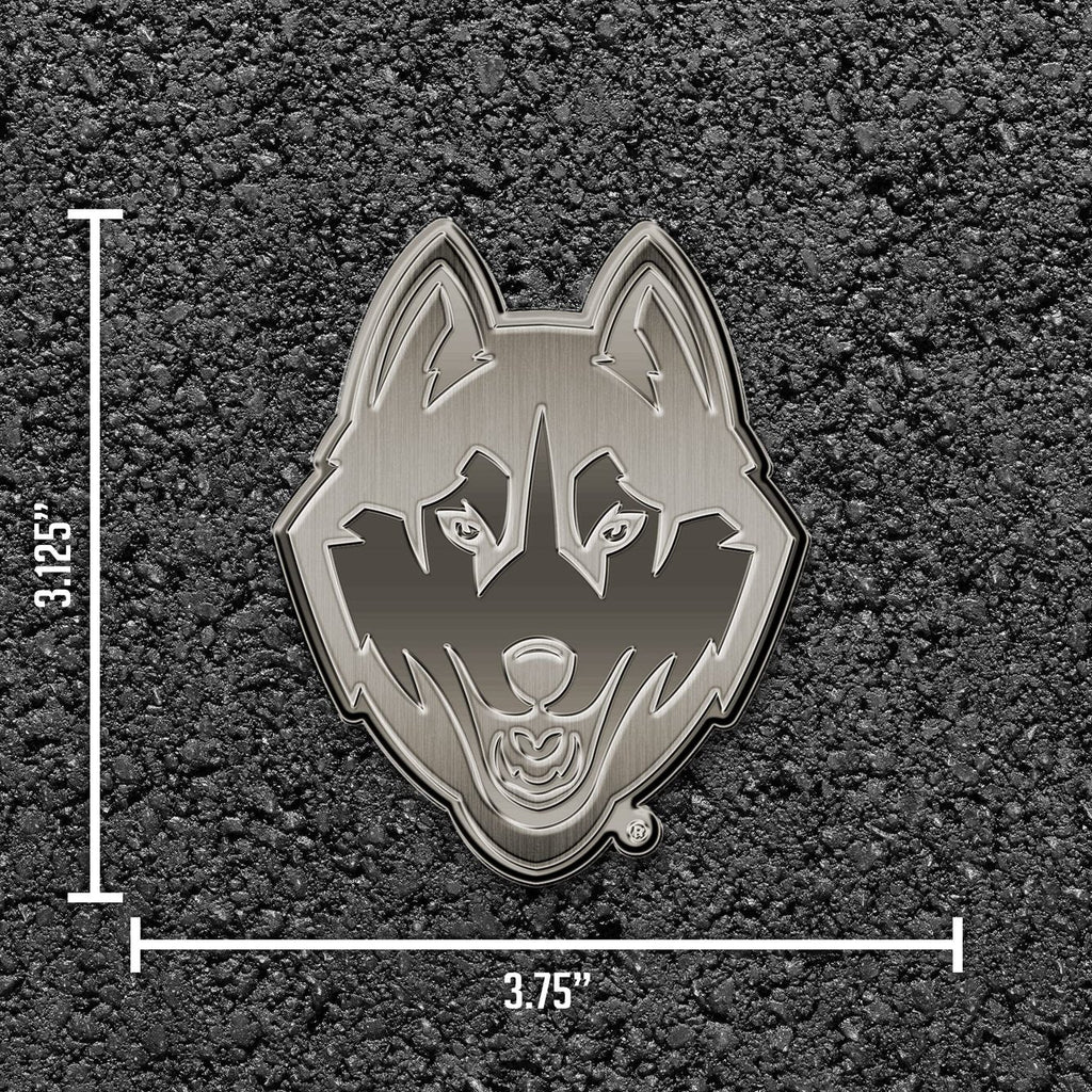 Rico Industries NCAA Connecticut Huskies Antique Auto Emblem Antique Nickel Auto Emblem for Car/Truck/SUV