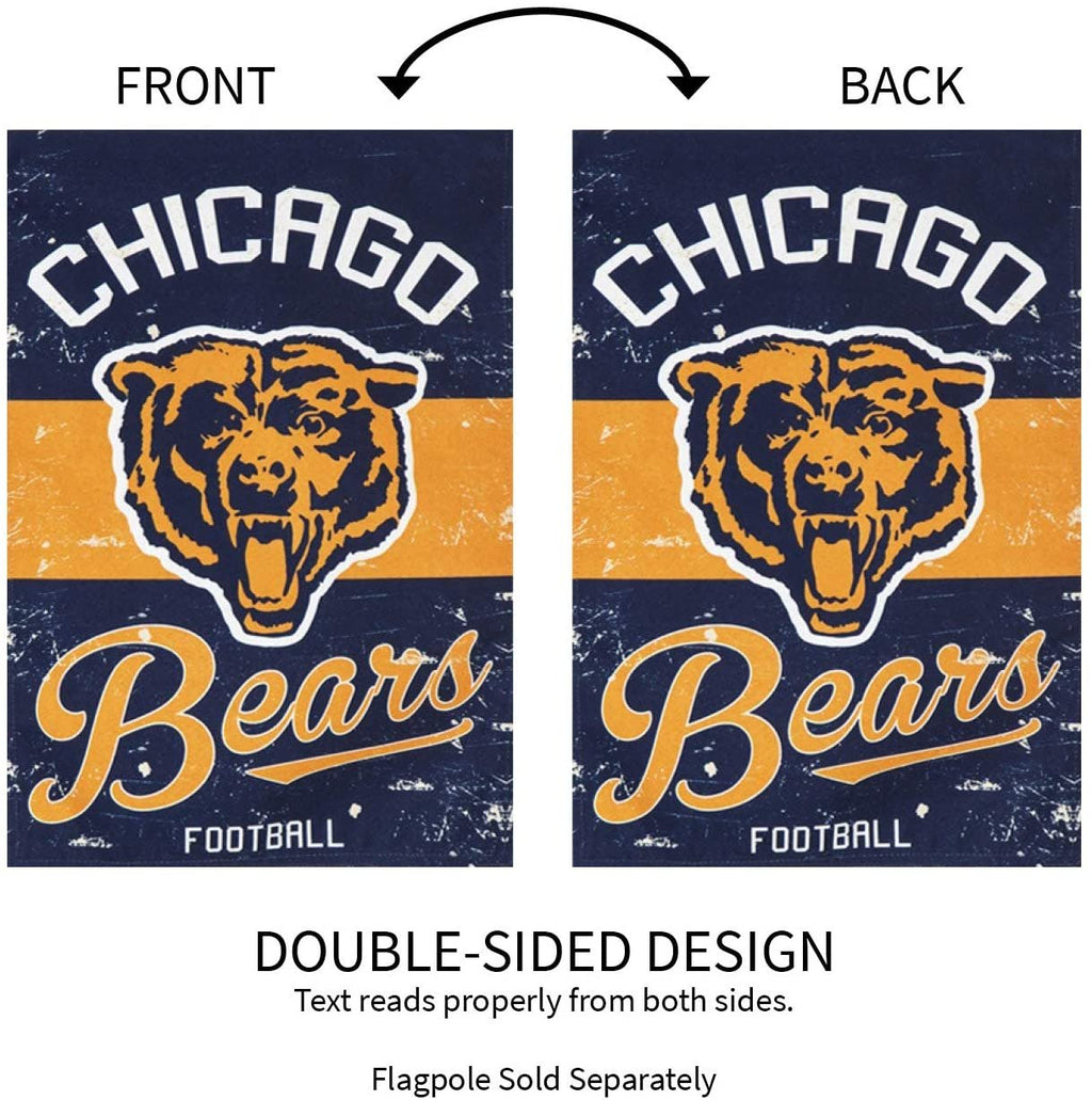 Chicago Bears Premium Garden Flag Banner, Double Sided, Linen, Vintage Style, 13x18 Inch