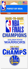 Golden State Warriors 2018 NBA Champions Double Up Die Cut Sticker Decal Sheet, 4x8 Inch