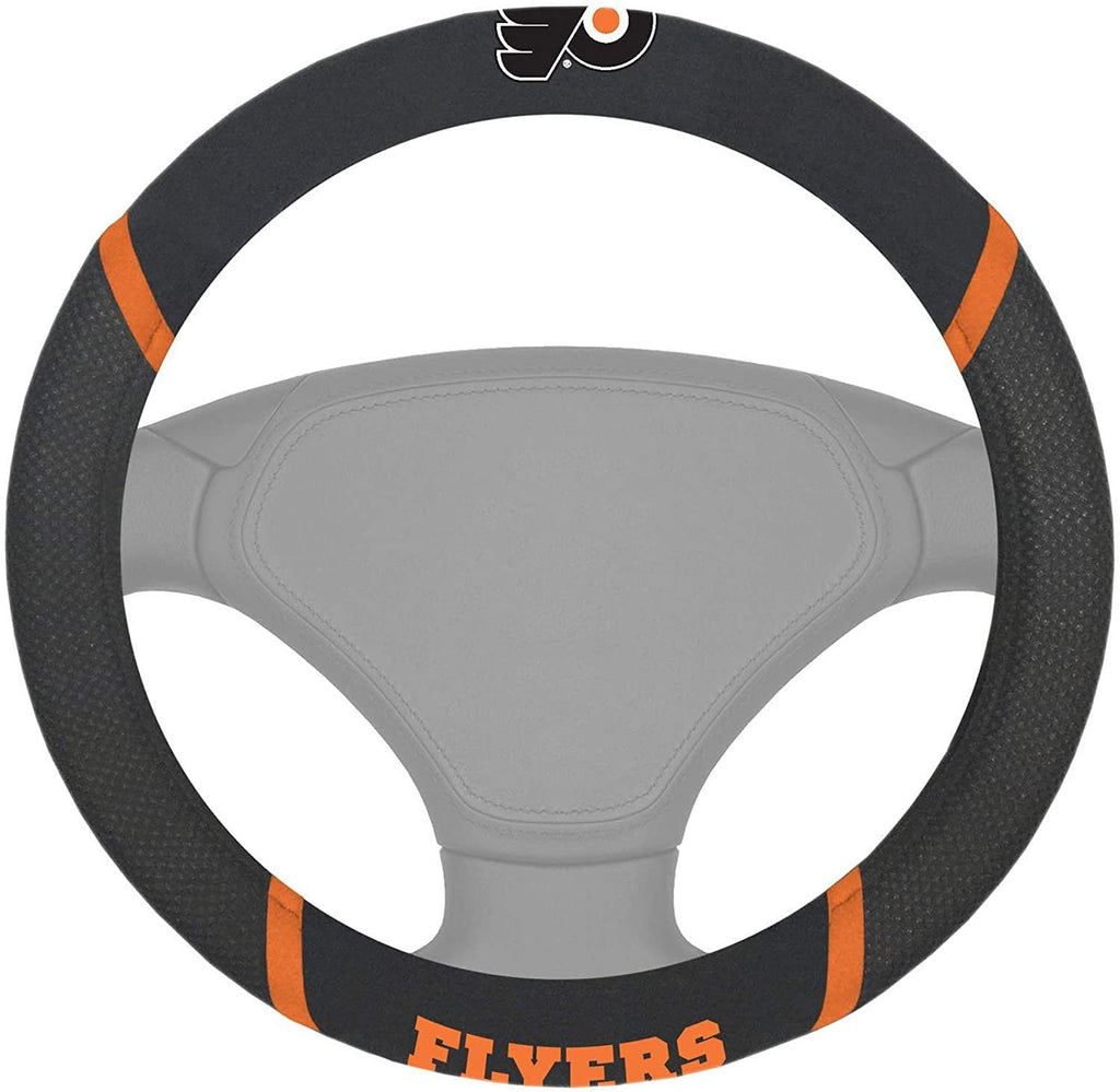 Philadelphia Flyers Steering Wheel Cover Premium Embroidered Black 15 Inch