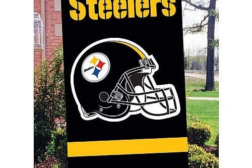 Pittsburgh Steelers Premium Double Sided Banner Flag, Applique Embroidered, 28x44 Inches, Helmet Design