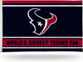 Houston Texans 3x5 Feet Flag Banner, World's Biggest Fan, Metal Grommets, Single Sided, Indoor or Outdoor Use