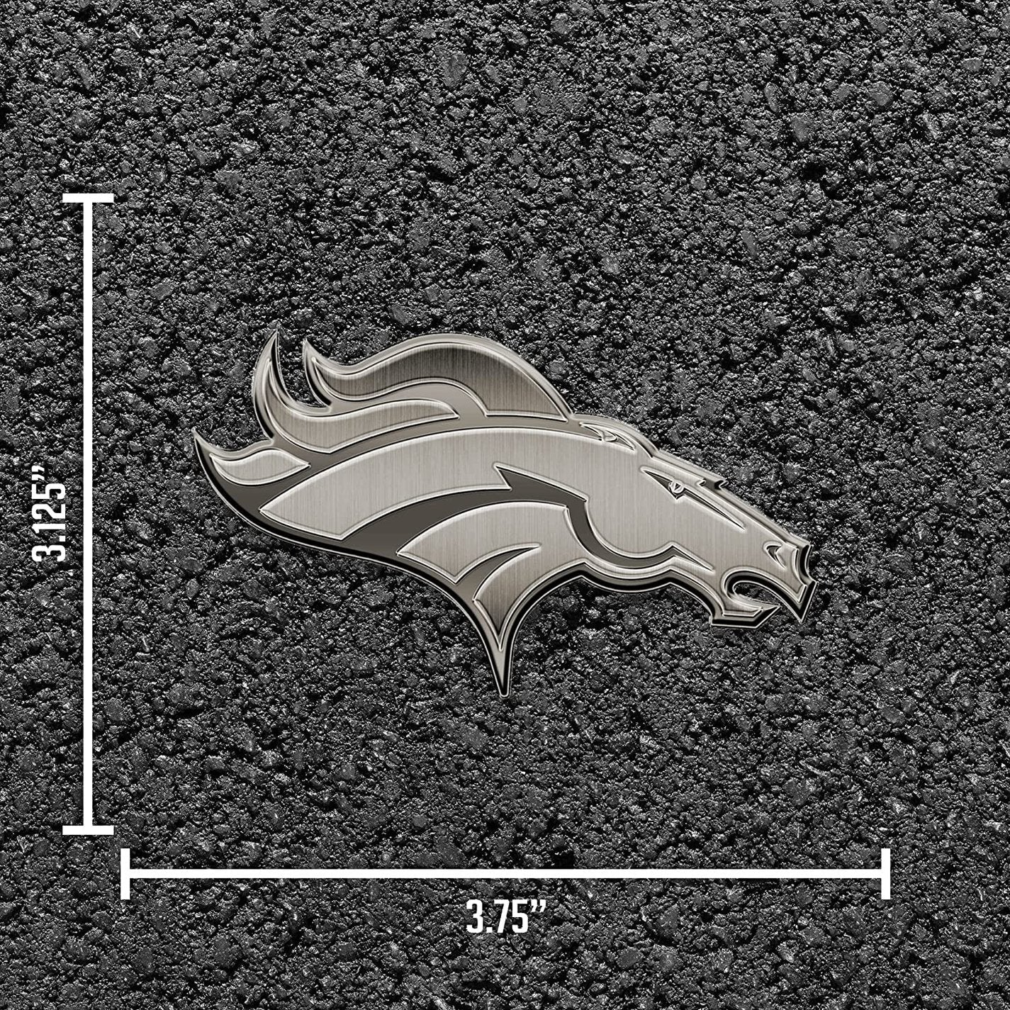 Denver Broncos Solid Metal Auto Emblem Antique Nickel Design