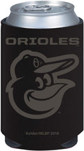 Baltimore Orioles Pair of 12oz Drink Can Cooler Insulated Neoprene Beverage Holder, Black Tonal Design