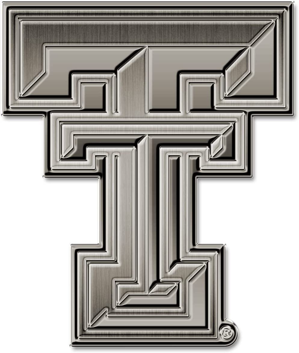 Texas Tech University Red Raiders Solid Metal Auto Emblem Antique Nickel for Car/Truck/SUV