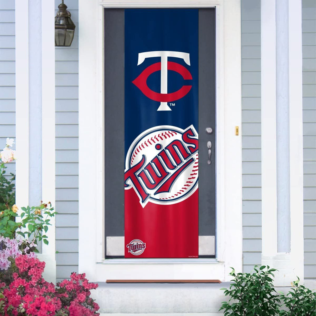 Minnesota Twins Door Banner Flag, 84 x 24 Inch, Elastic Straps on Back, House or Office