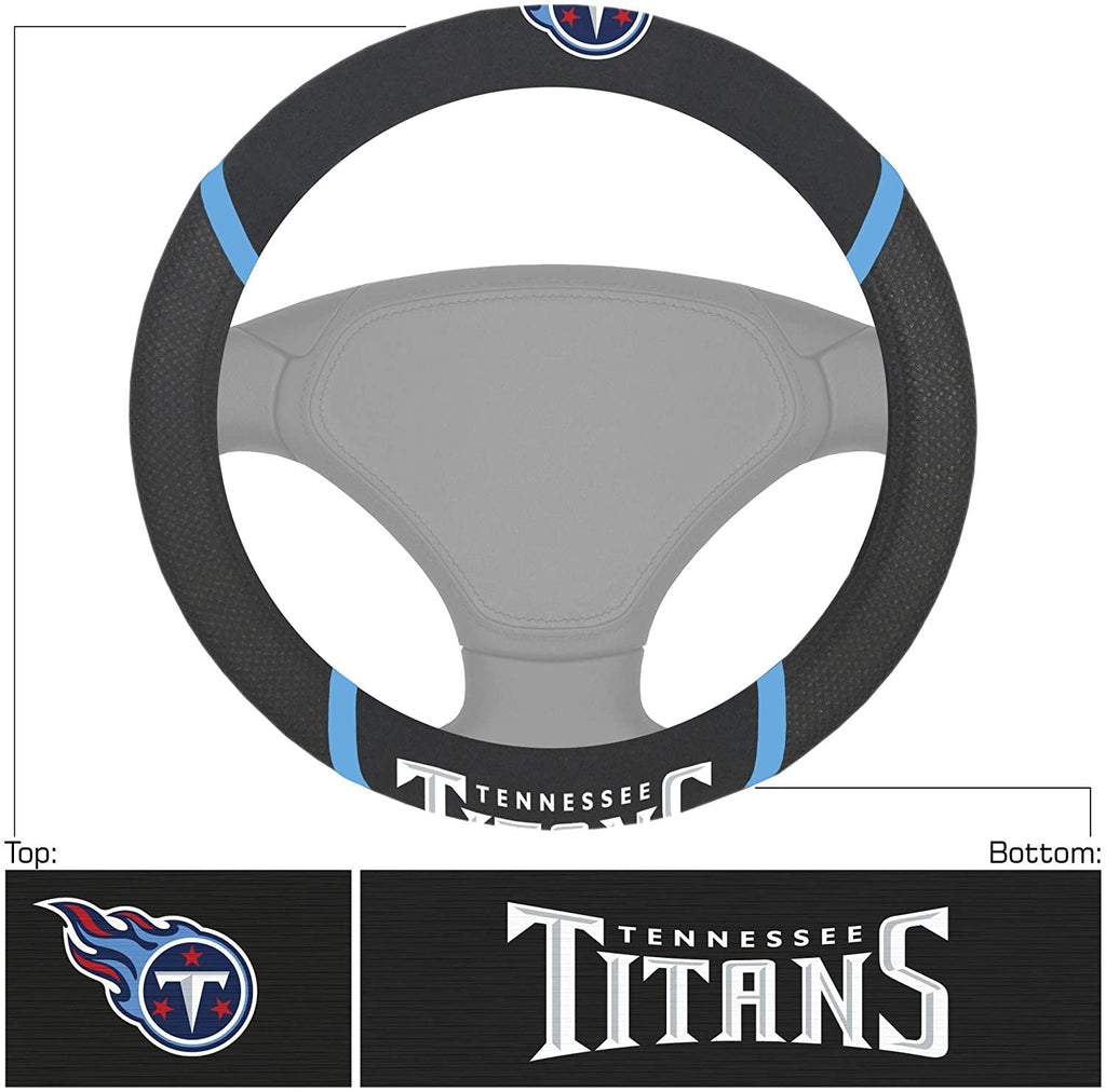 Tennessee Titans Premium 15 Inch Black Emroidered Steering Wheel Cover