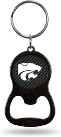 Kansas State University Wildcats Premium Solid Metal Keychain Bottle Opener, Carbon Fiber Design