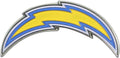 Los Angeles Chargers Premium Solid Metal Raised Auto Emblem, Team Color, Shape Cut, Adhesive Backing