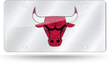 Chicago Bulls Premium Laser Cut Tag License Plate, Mirrored Acrylic Inlaid, 6x12 Inch