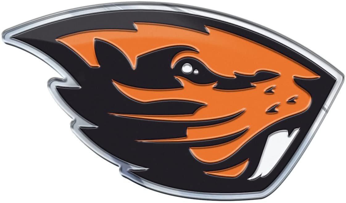 Oregon State University Beavers Auto Emblem, Aluminum Metal, Embossed Team Color, Raised Decal Sticker, Full Adhesive Backing