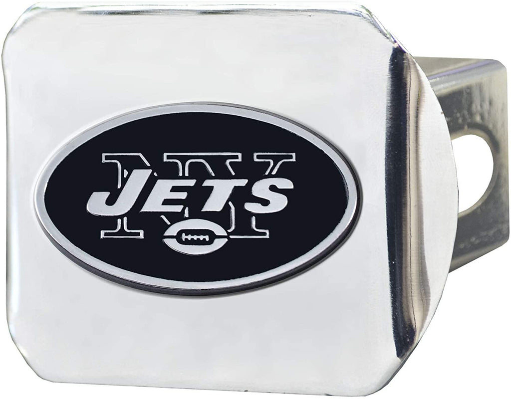 New York Jets Hitch Cover Solid Metal with Raised Chrome Metal Emblem 2" Square Type III