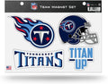 Tennessee Titans Team Multi Magnet Set, 8.5x11 Inch Auto Home, 4 Piece Sheet