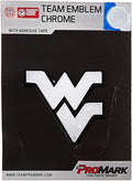West Virginia University Mountaineers Auto Emblem, Silver Chrome Color, Molded Raised, Adhesive Tape Backing, 3 Inch