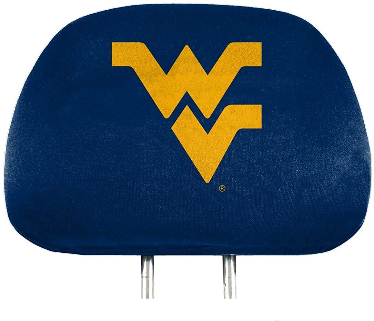 West Virginia University Mountaineers Premium Pair of Auto Head Rest Covers, Full Color Printed, Elastic, 10x14 Inch