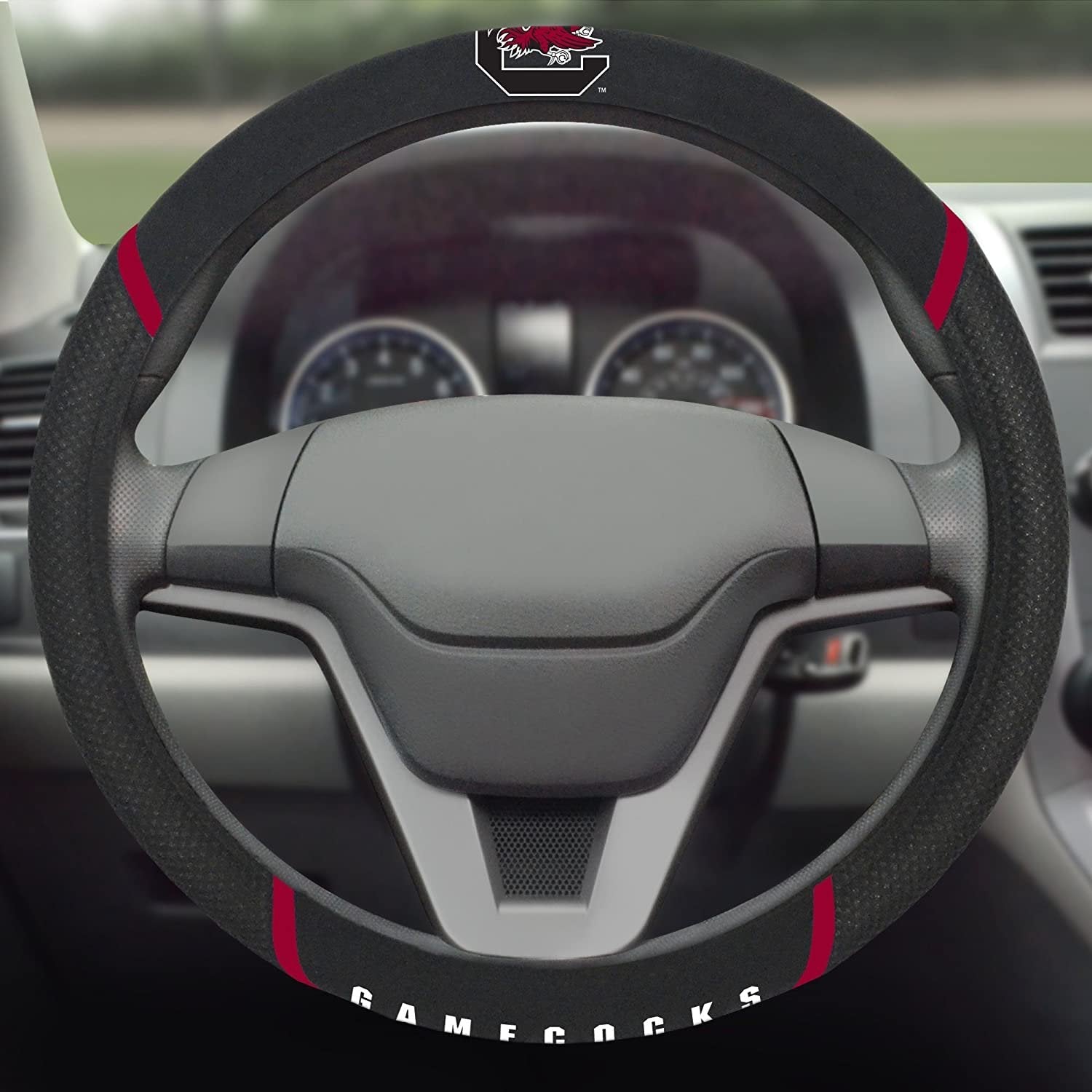 South Carolina Gamecocks Premium 15 Inch Black Emroidered Steering Wheel Cover University of