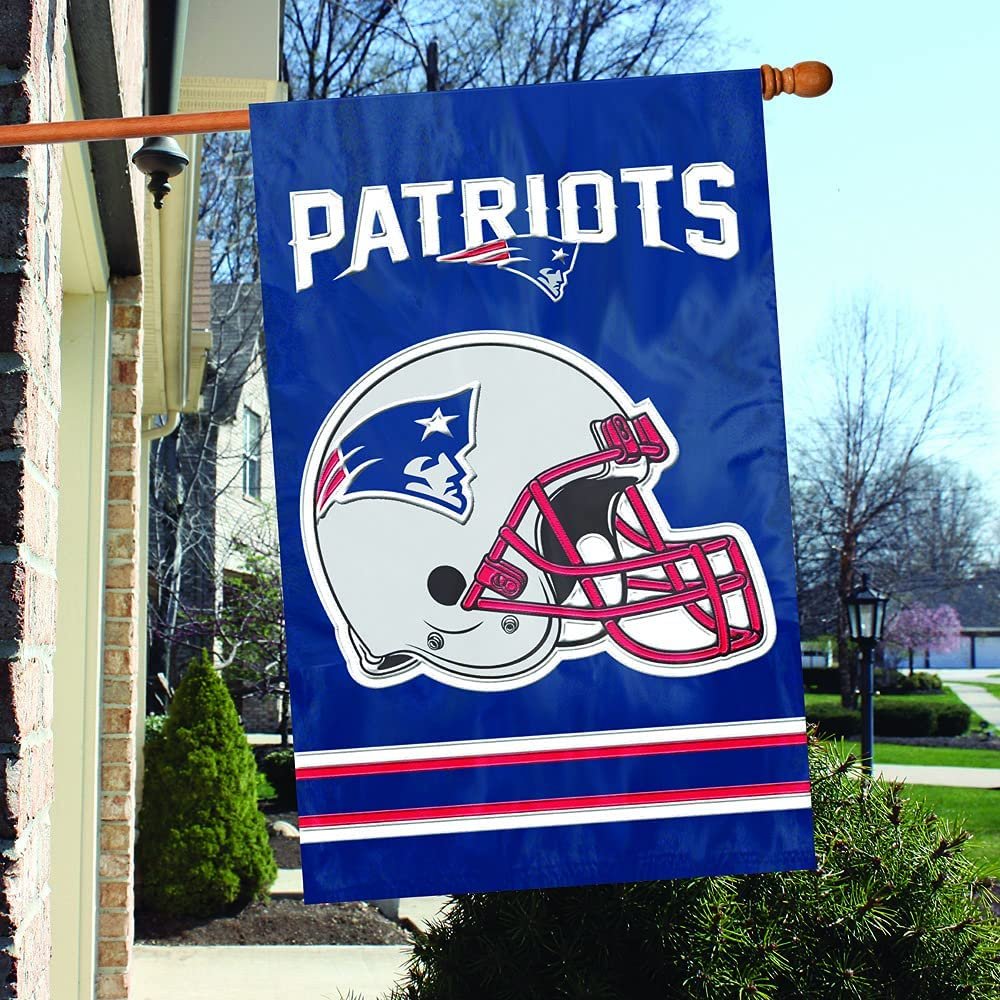 New England Patriots Premium Double Sided Banner Flag Applique Embroidered 28x44 Inches