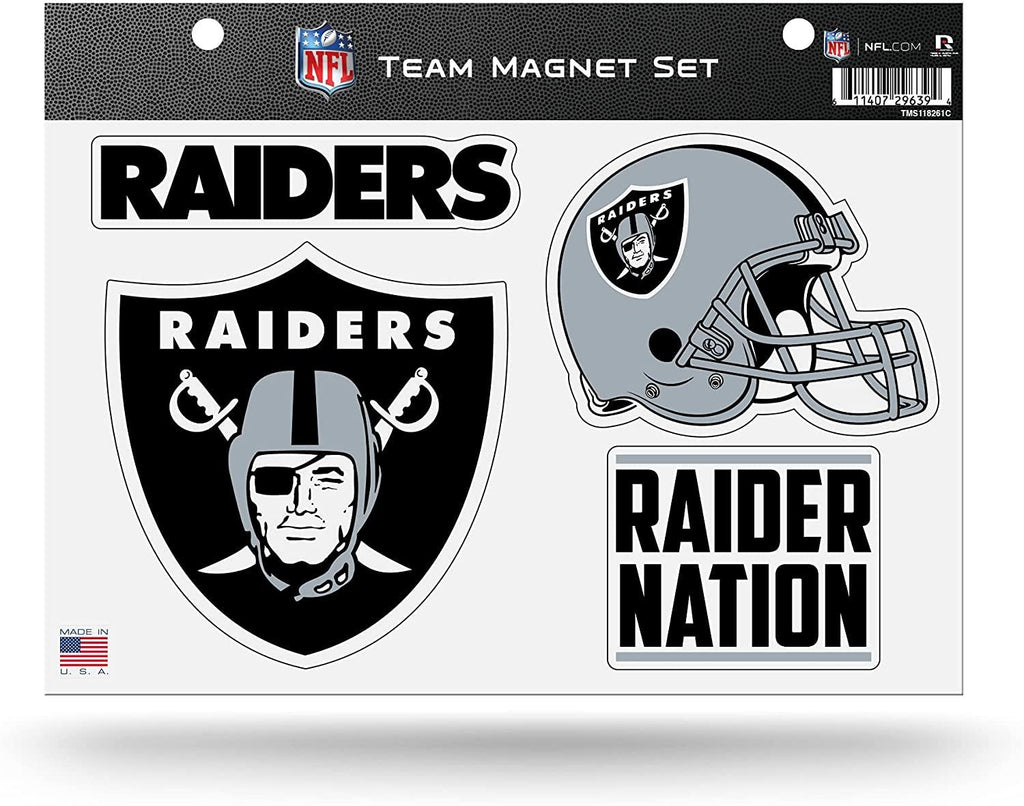 Rico Industries NFL Las Vegas Raiders 8.5" x 11" Team Magnet Set for Car, Refrigerator, Fridge, Locker, Office Cabinet