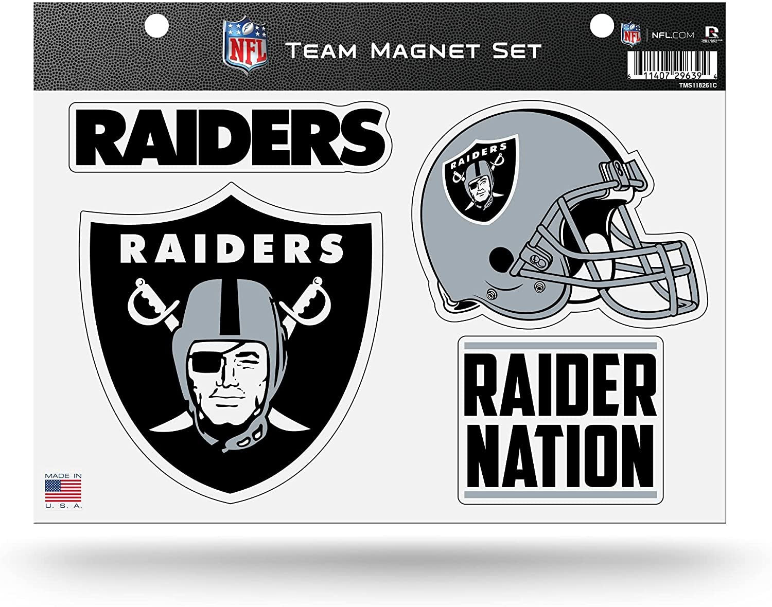 Rico Industries NFL Las Vegas Raiders 8.5" x 11" Team Magnet Set for Car, Refrigerator, Fridge, Locker, Office Cabinet