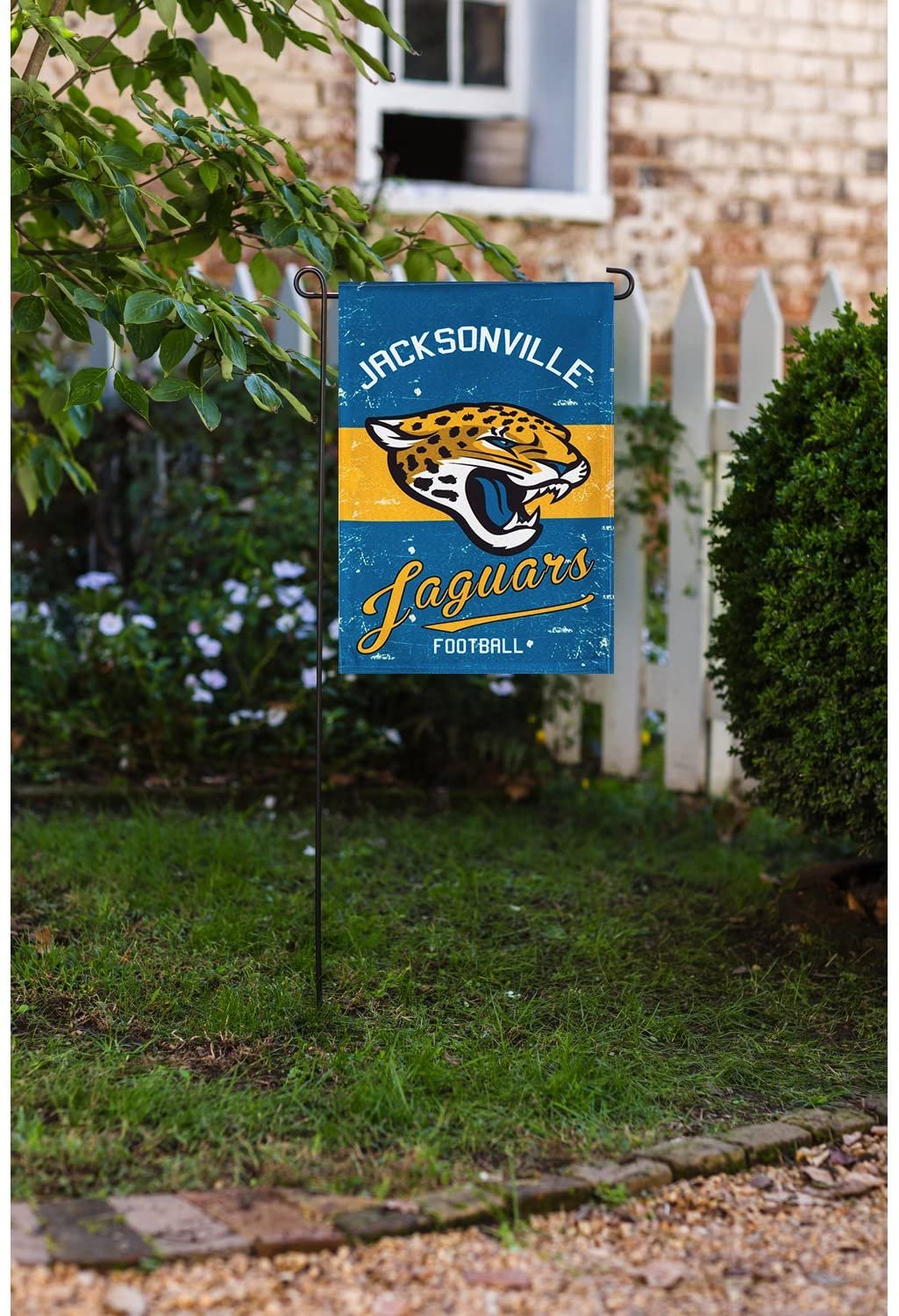 Jacksonville Jaguars Premium Garden Flag Banner, Double Sided, Linen, Retro Vintage Style, 13x18 Inch