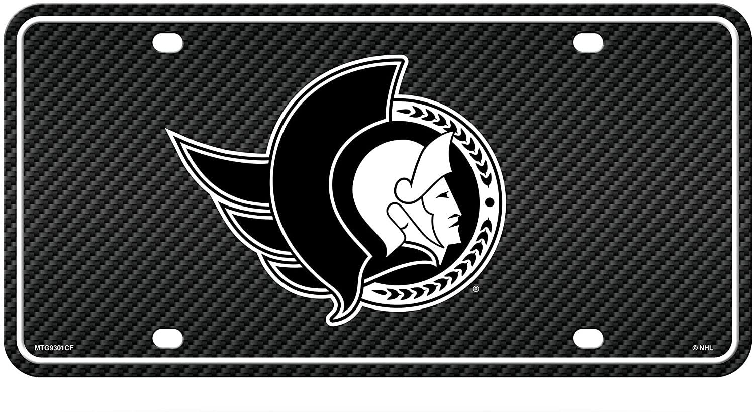 Ottawa Senators Metal Auto Tag License Plate, Carbon Fiber Design, 6x12 Inch