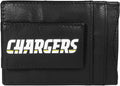 Los Angeles Chargers Black Leather Wallet, Front Pocket Magnetic Money Clip, Printed Logo