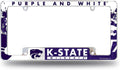 Kansas State University Wildcats Metal License Plate Frame Tag Cover All Over Design 12x6 Inch