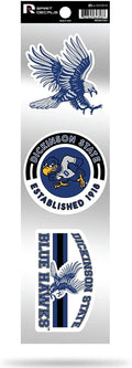 Dickinson State Blue Hawks Triple Retro Throwback Spirit Decals Flat Vinyl Auto Home Sticker Sheet University of