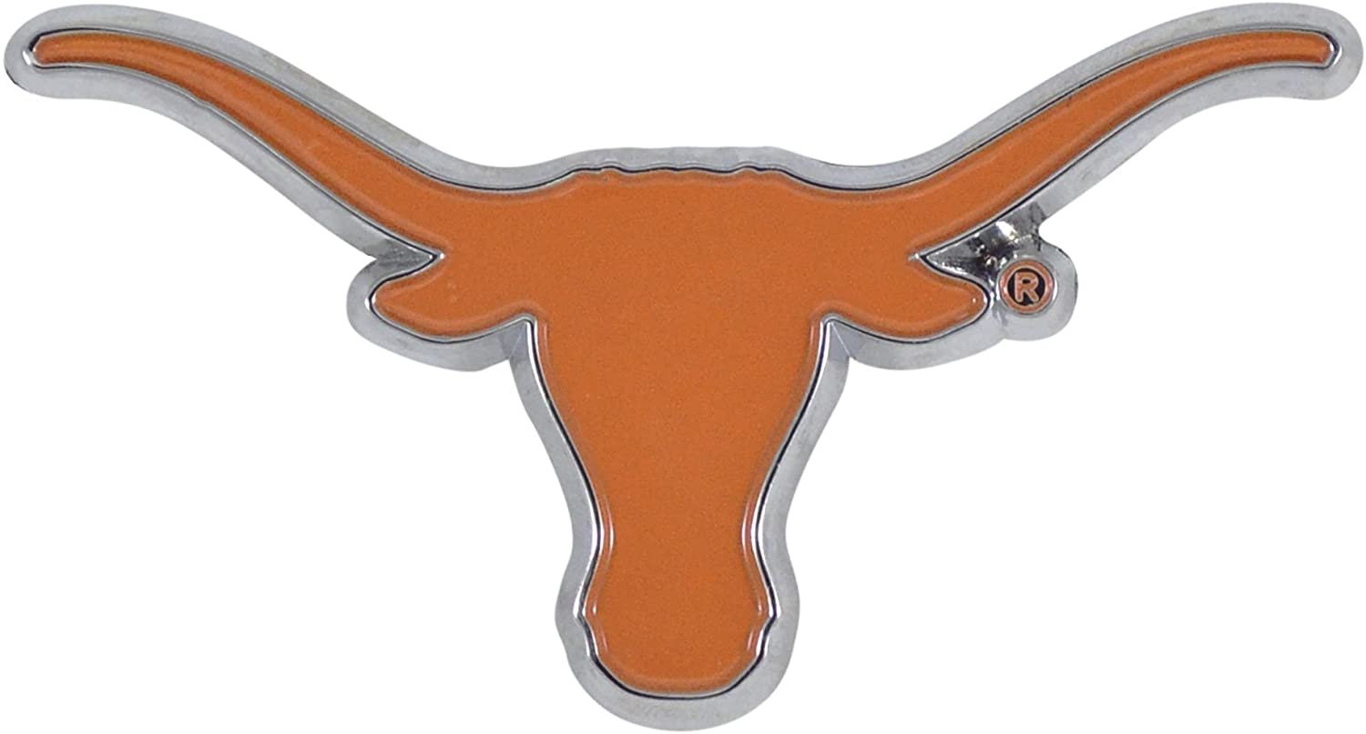 University of Texas Longhorns Premium Solid Metal Raised Auto Emblem, Shape Cut, Adhesive Backing