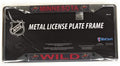 Minnesota Wild Metal License Plate Frame Chrome Tag Cover, Laser Acrylic Mirrored Inserts, Carbon Fiber Design, 12x6 Inch