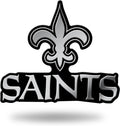 New Orleans Saints Auto Emblem, Silver Chrome Color, Raised Molded Plastic, 3.5 Inch, Adhesive Tape Backing