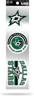 Dallas Stars 3-Piece Retro Decal Sticker Sheet, Die Cut, Clear Backing, 3x12 Inch