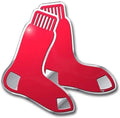 Boston Red Sox Auto Emblem, Aluminum Metal, Embossed Team Color, Raised Decal Sticker, Full Adhesive Backing